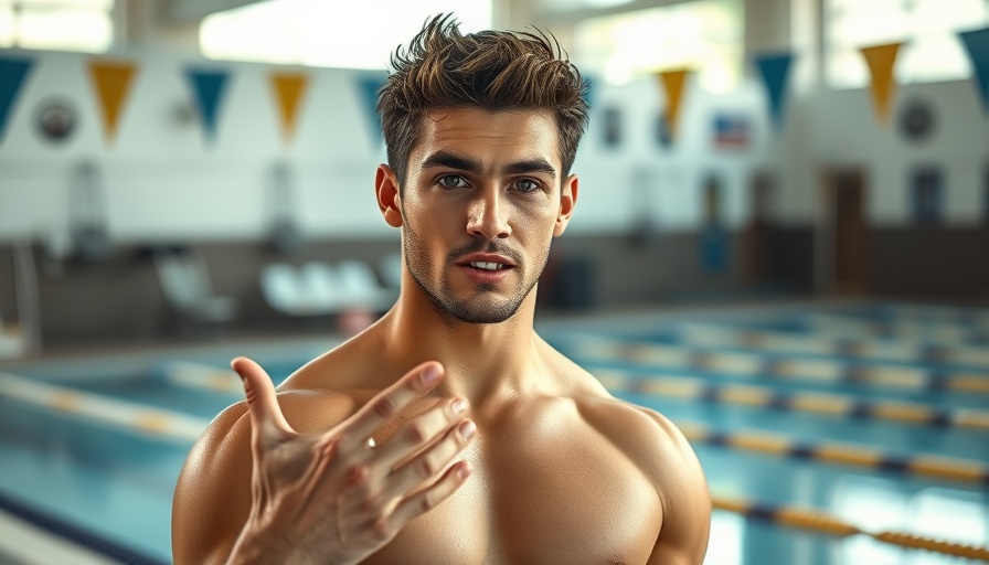 Confident male giving swim stroke rate tips indoors.