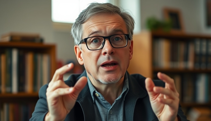 Man explaining drinks that kill cancer cells with books in background.