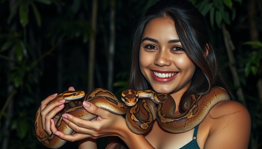 Young woman participating in Florida Python Challenge holding small pythons.