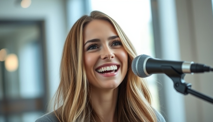 Confident woman speaking warmly about holistic living.