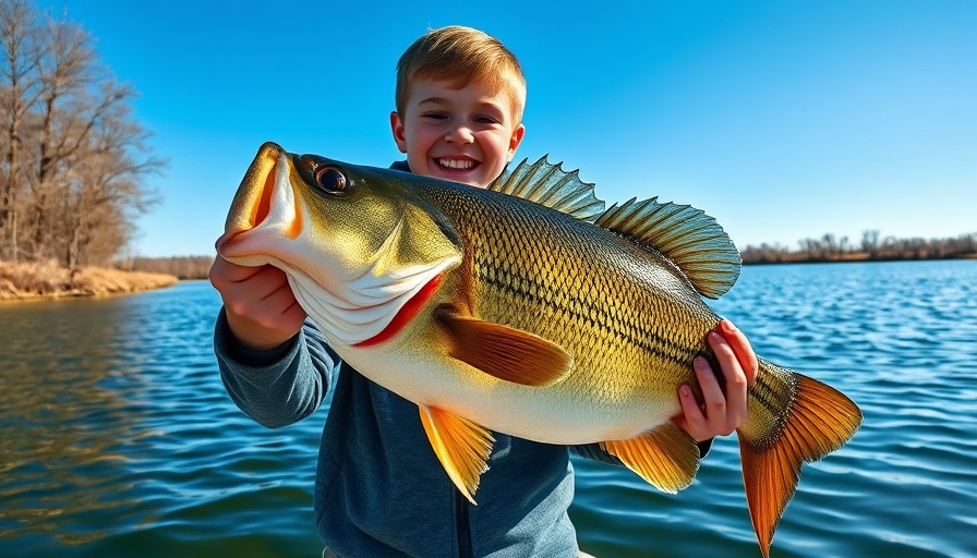 Texas kid catches record breaking bass on a sunny day.