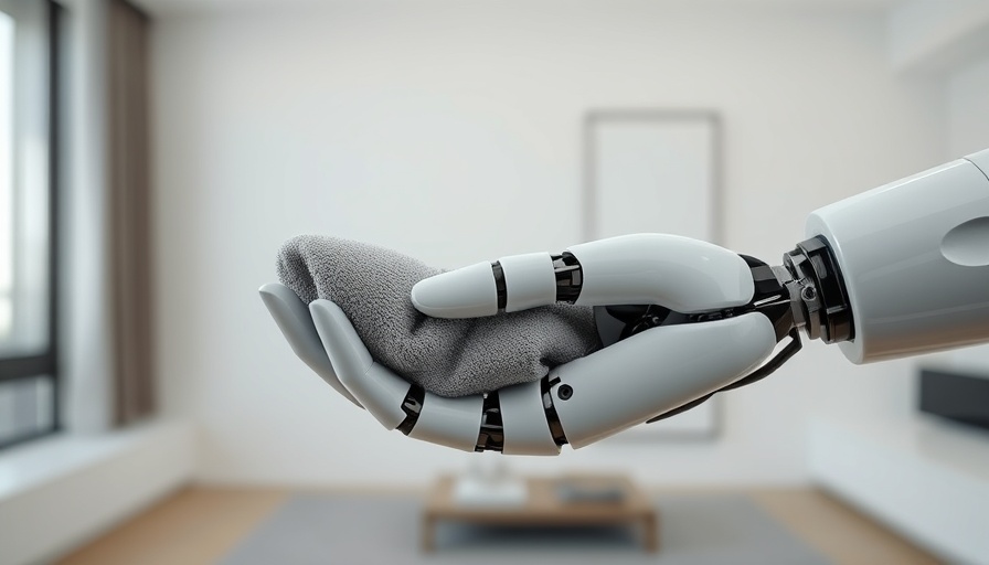 AI in household chores: Robotic hand folding towel.