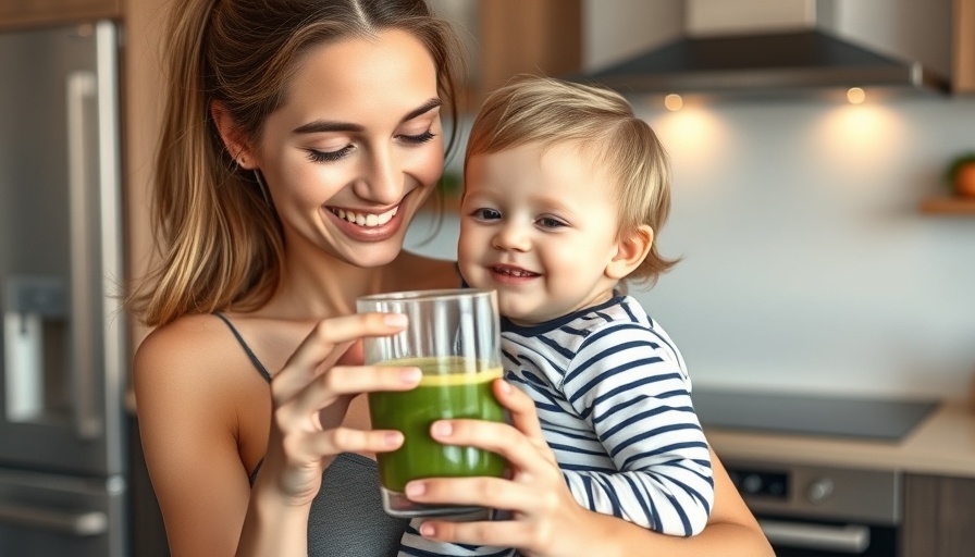 Mother and child enjoying healthy lifestyle in a modern kitchen.