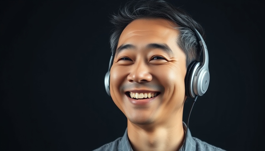 Middle-aged Asian man with headphones, smiling expression.