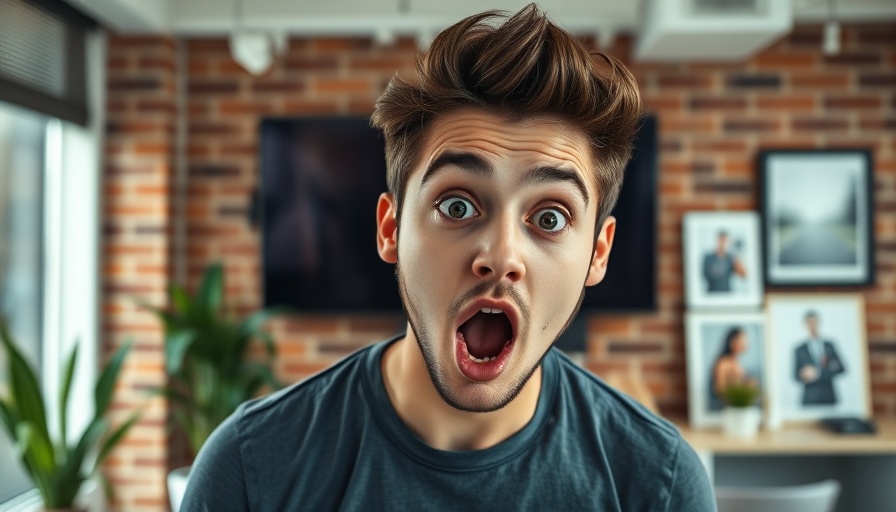 YouTube for entrepreneurs, young man surprised in modern office.
