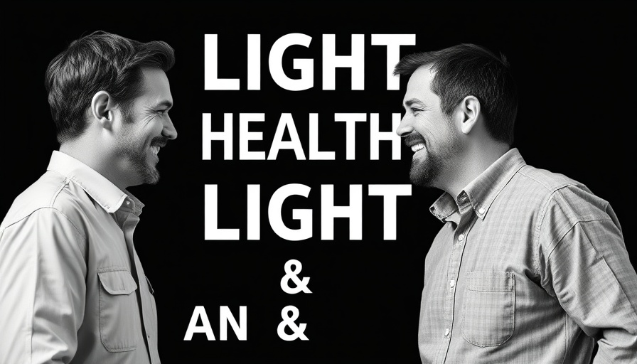 Portrait discussing light exposure and mental health with bold text overlay.