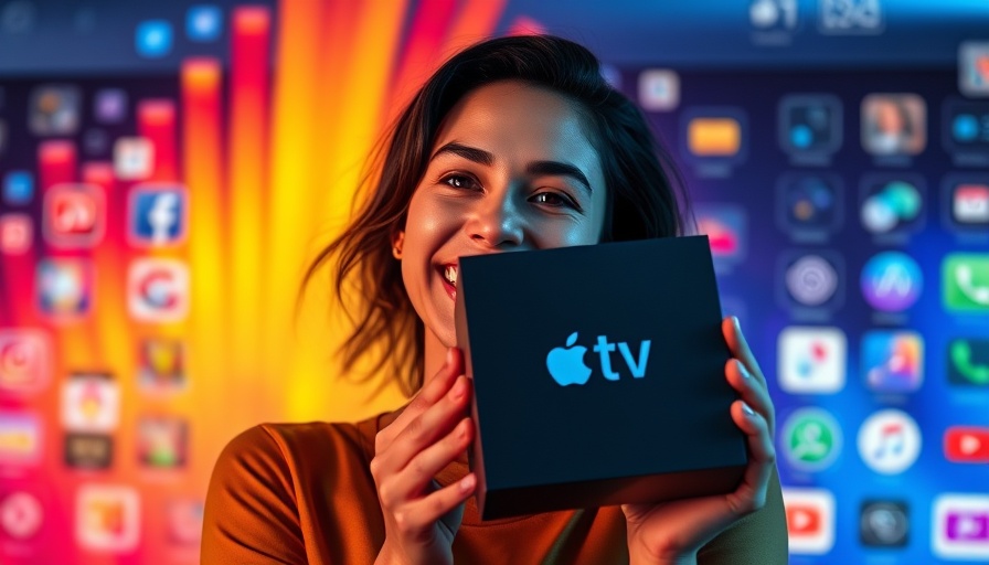 Next Apple TV Box preview with smiling woman holding the device.