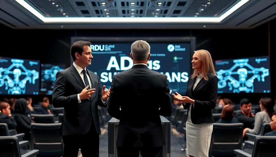 AI superhumans in the workplace: professionals discussing future trends.
