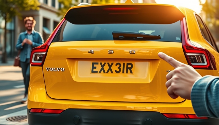 2025 Volvo EX30 review: Yellow car with person pointing.