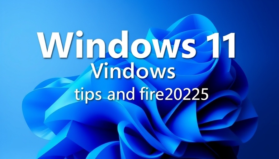 Windows 11 tips and tricks 2025 banner with a geometric blue background.