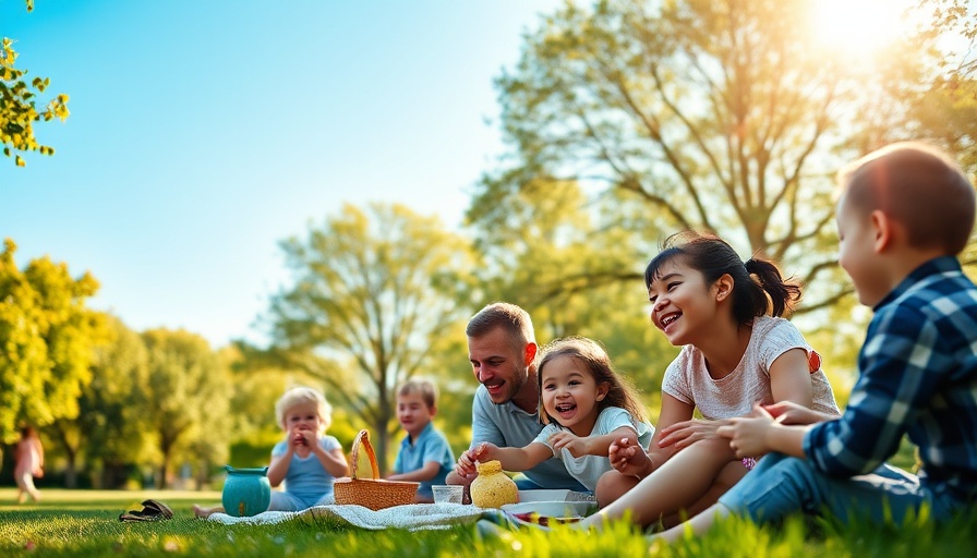 Family enjoying outdoor activities in a scenic park.