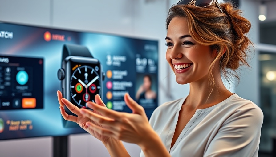 Apple Watch Series 11 wishlist presentation by a smiling woman.