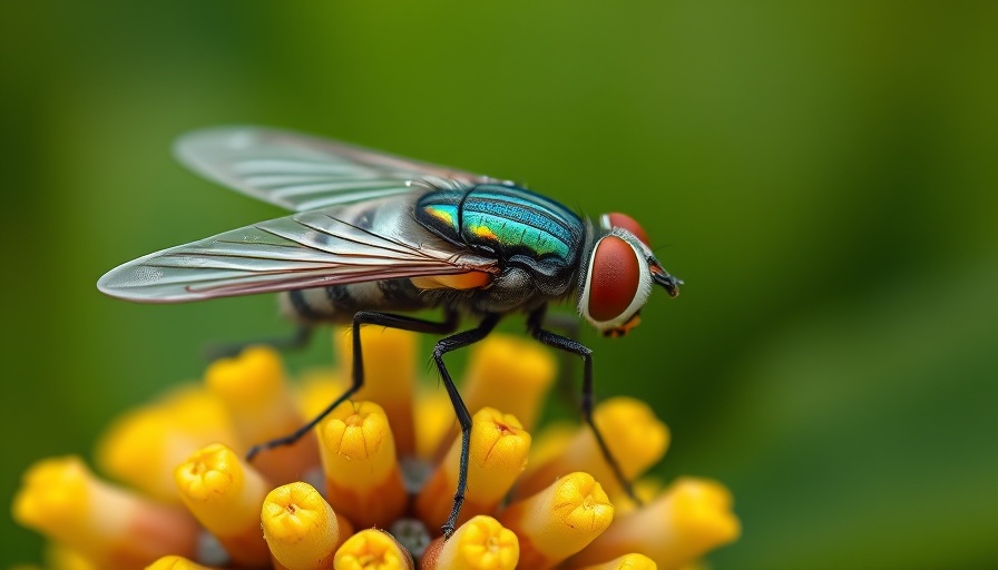 Close-up of a fly on a plant branch, related to screwworm resurgence in livestock.