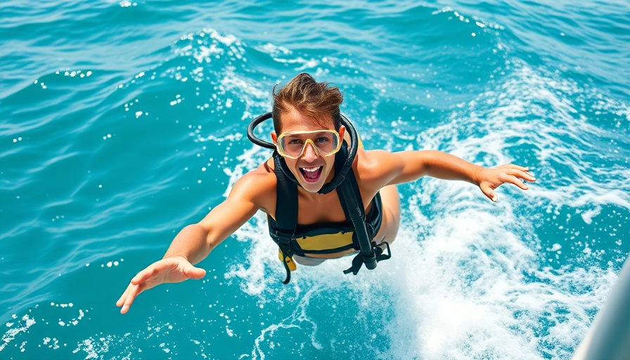 Scuba diver jumping from boat, enjoying Honduras travel destinations