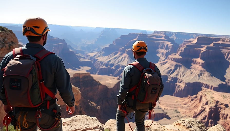 Rescue workers at Grand Canyon preparing for vehicle accident operation.