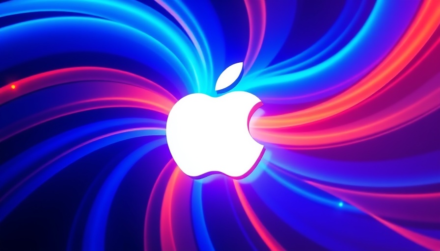 Glowing Apple logo iPhone event poster with iPhone 17 branding.
