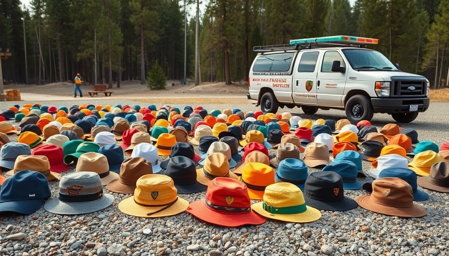 Hats collected during trash removal at Yellowstone geysers.
