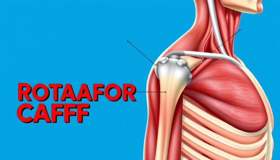 Illustration of rotator cuff muscles in blue and red.