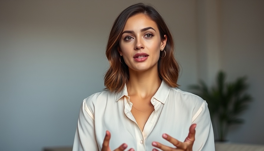 Casual woman discussing personal branding insights for entrepreneurs, indoors.