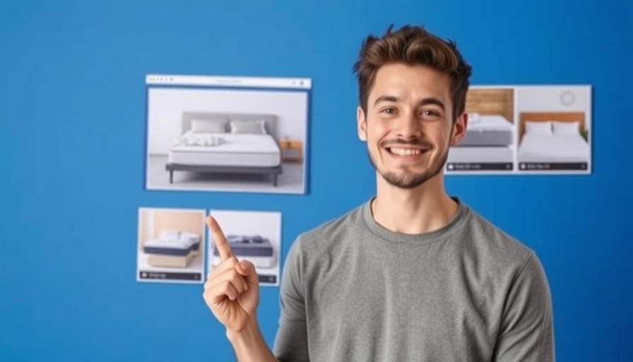 Young man highlighting best online mattresses 2025 with enthusiasm.