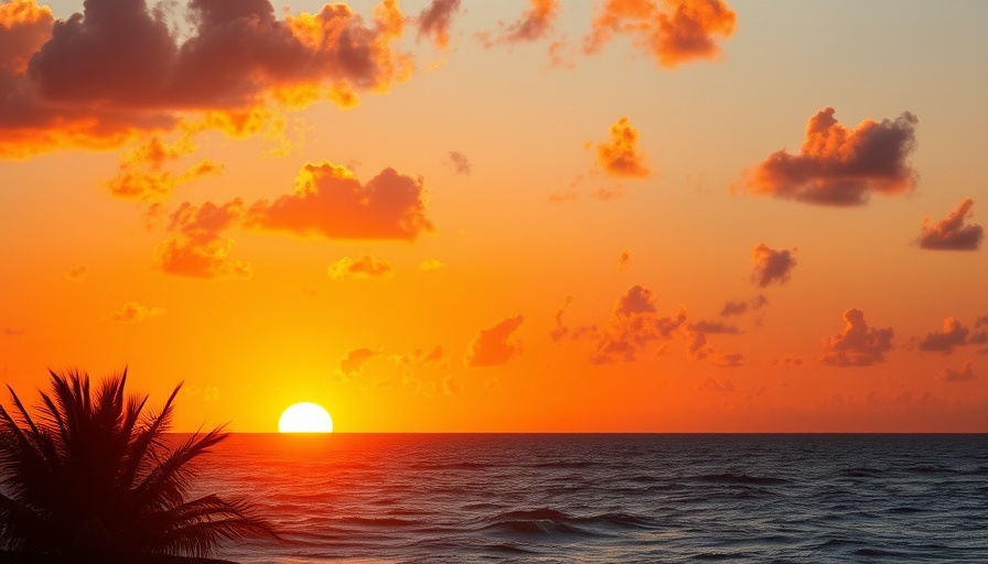 Vibrant sunset over ocean promoting holistic living