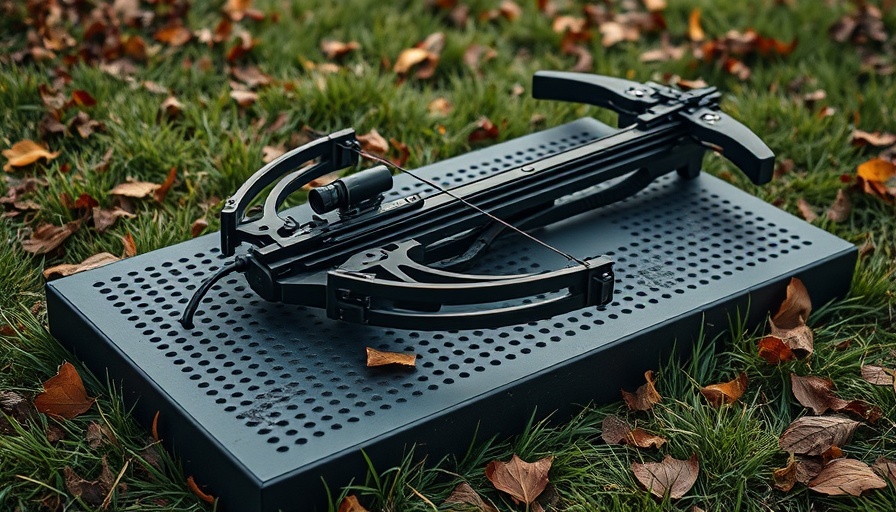 Modern crossbow on target block for beginners, 2025.