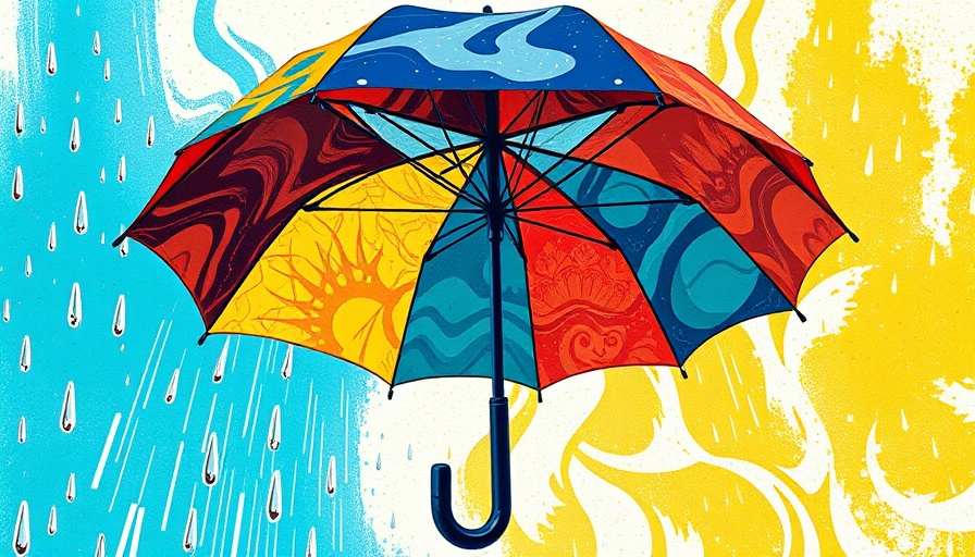Colorful abstract umbrella illustrating Ohio climate variability.