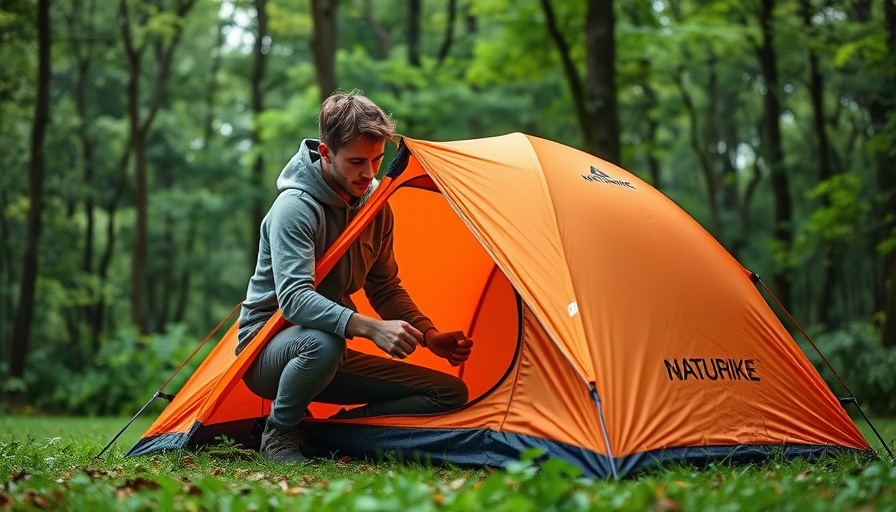 Naturehike Cloud-Up 1 Person Tent being set up by a young man in nature
