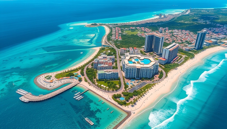 Aerial view of Cancun, showcasing Mexico international travel surge.