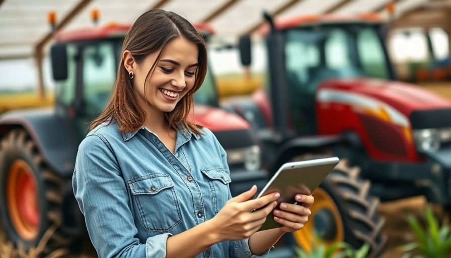 Confident woman using tablet on farm, Blockchain for Farm Regulatory Compliance.