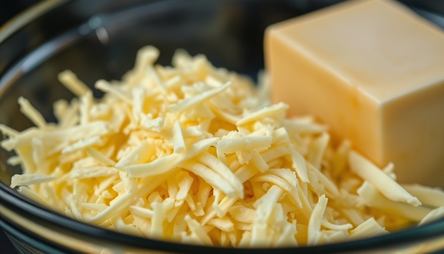 Glass bowl with cheese and butter for healthy dining Ohio menu.