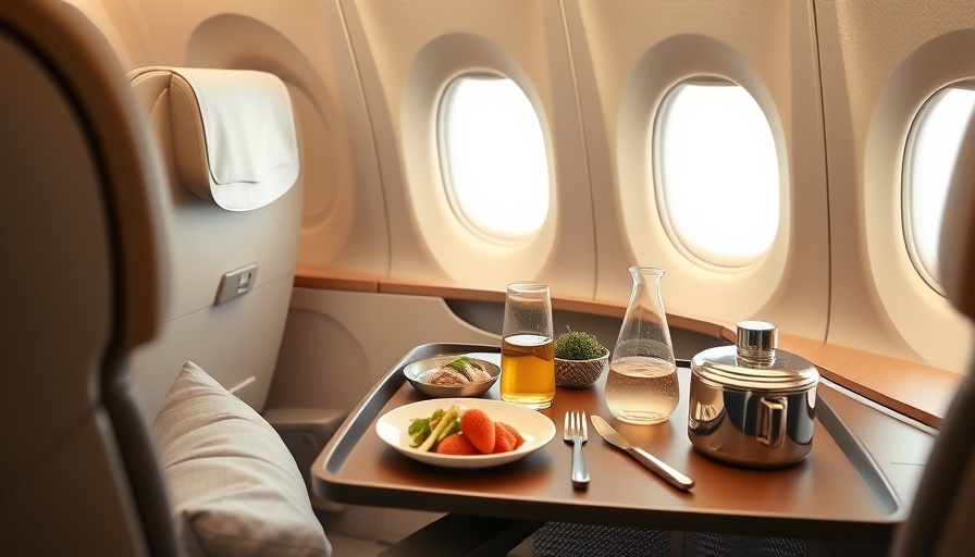 Fiji Airways first-class eco-friendly meal setting, highlighting sustainability initiatives in-flight.