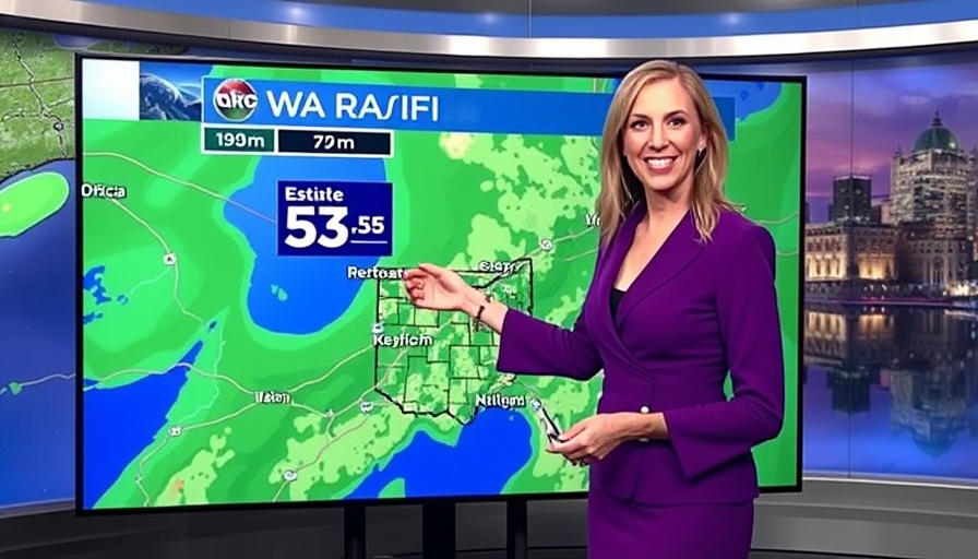 Dayton Ohio News weather anchor showing rainfall map.