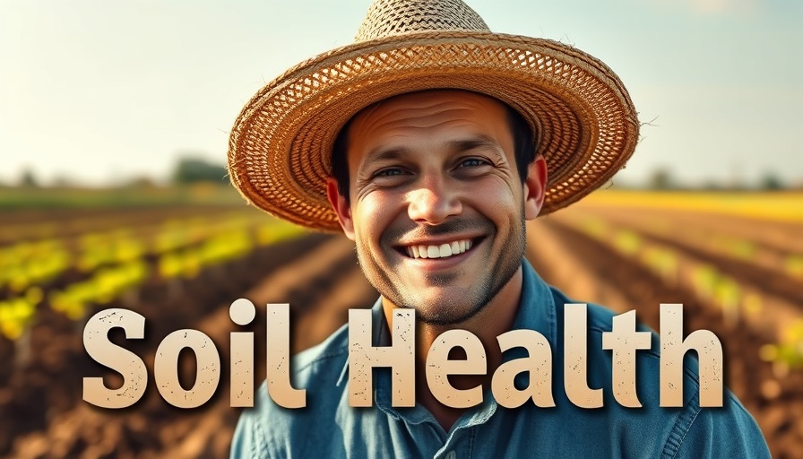 Importance of soil organic matter in crop health, smiling farmer promoting agricultural practices.