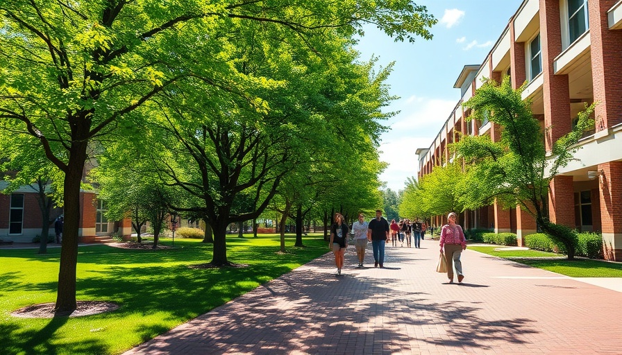 Sunny day at Ohio State University campus with students.