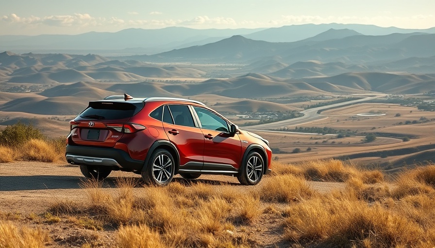 2026 Toyota Corolla Cross on dirt road overlooking valley.