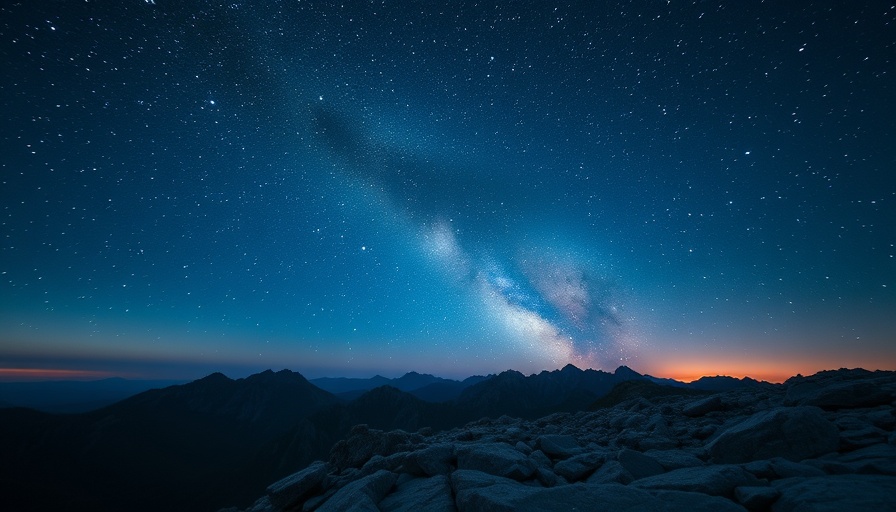 Celestial night sky with stars over rocky terrain for holistic living