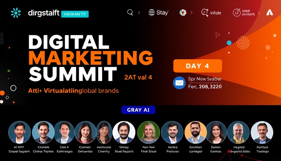 SEO marketing virtual summit poster with speaker lineup.