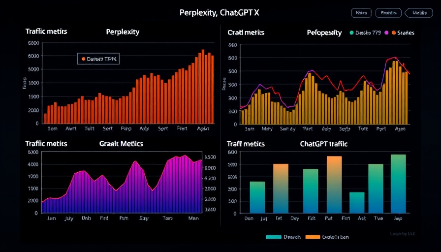 SEO Marketing graph comparing Perplexity and ChatGPT metrics.