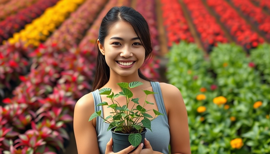 Woman with plant pondering beneficial microorganisms in agriculture.