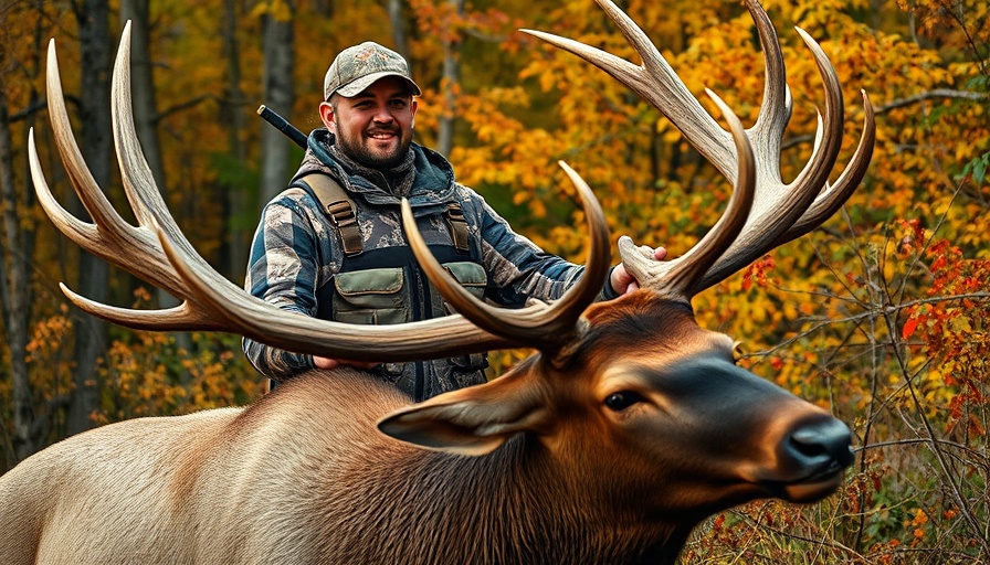 Youngest hunter with bull elk in Pennsylvania wilderness.