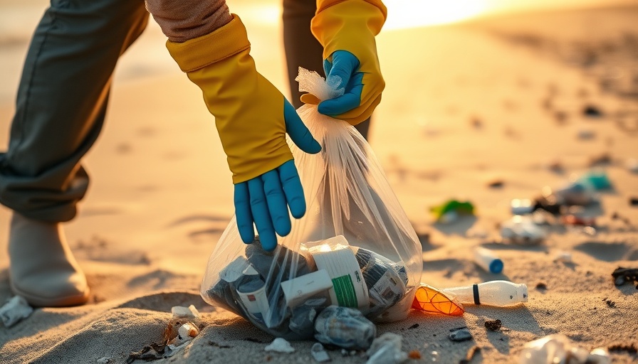 Do More Good for the Planet: Person picking up litter on beach.