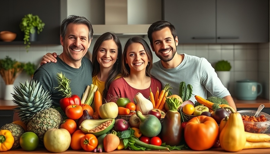 Family enjoying plant-based diet benefits with fresh produce.