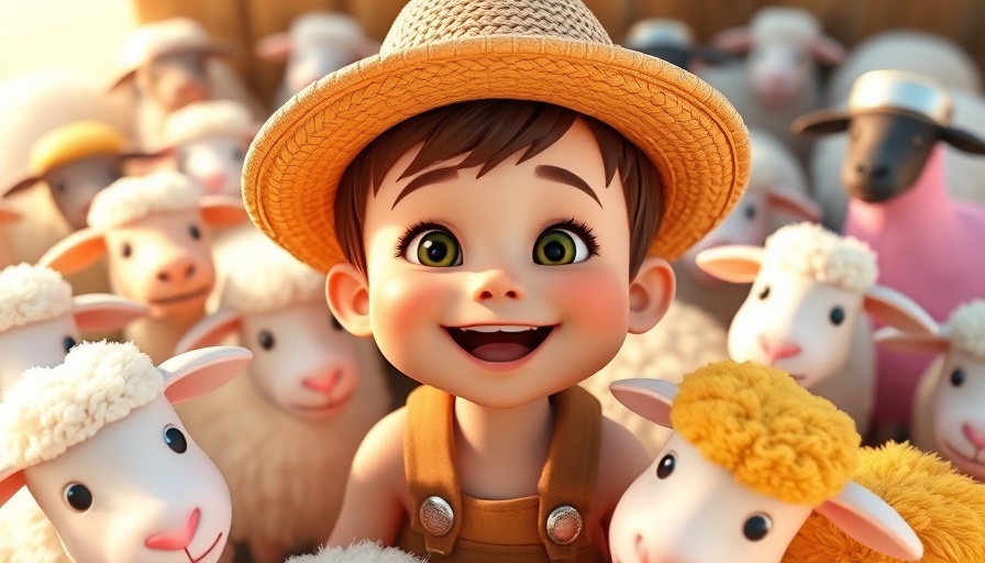Animated child learns colors with colorful sheep, cartoon style.