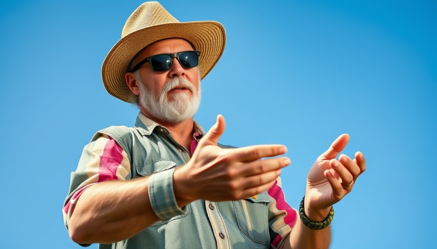 Gardening expert giving planting tips for fresh vegetables on a sunny day.