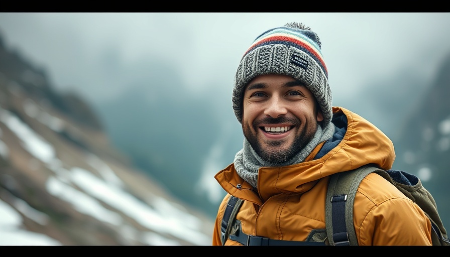 Kilian Jornet dressed warmly, smiling in a misty mountain setting.