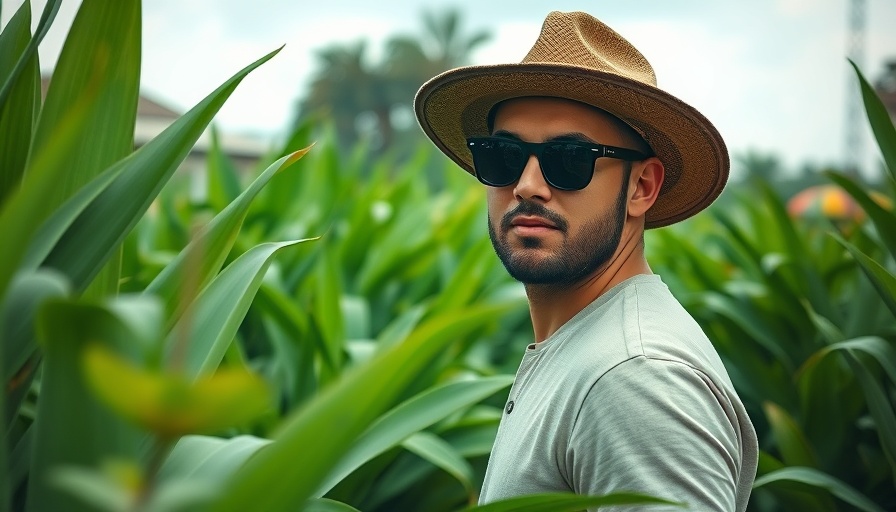 Man in garden discussing planting fresh vegetables.