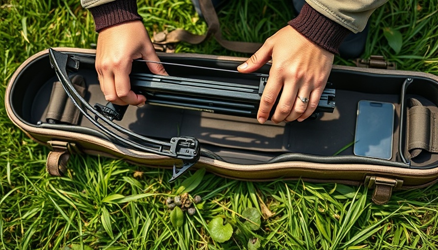 Modern compound bow in a case for archery hunters, 2025.