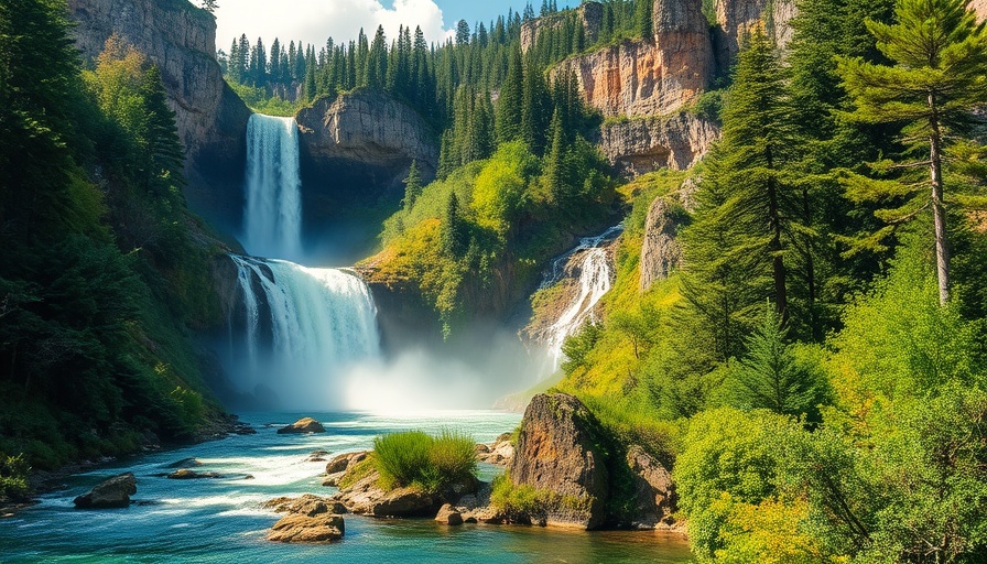 Scenic waterfall in national park, promoting protection for future generations