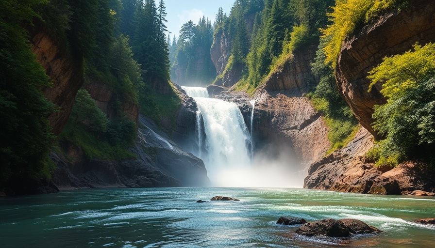 Majestic waterfall in forest canyon illustrating national park funding crisis.